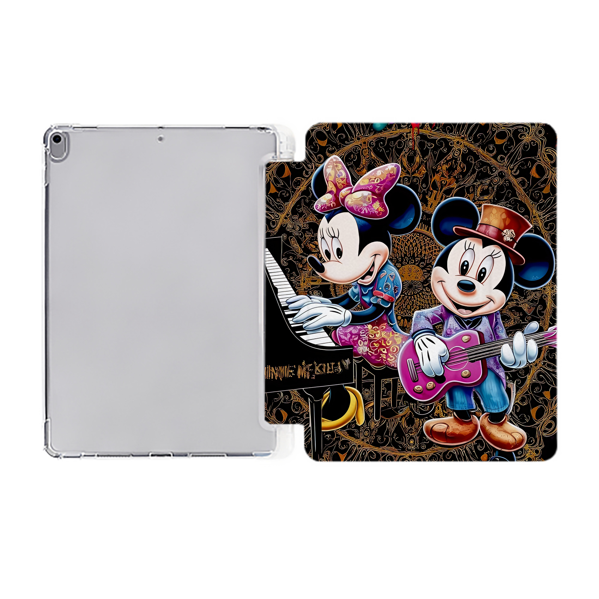 （画像用） ミッキーマウス Mickey Mouse IPad ケース ペン収納付き 三つ折りスタンド PUレザー×シリコン 対応機種9.5/10.5/10.9インチ